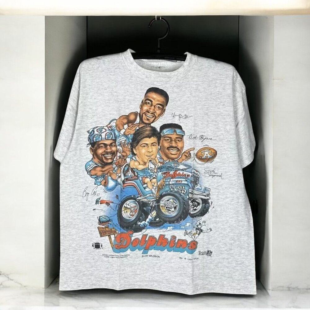 Rare 1994 Miami Dolphins NFL Caricature T-shirt tee NH12486